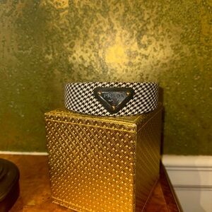 Prada Houndstooth Candle Holder in Black and White